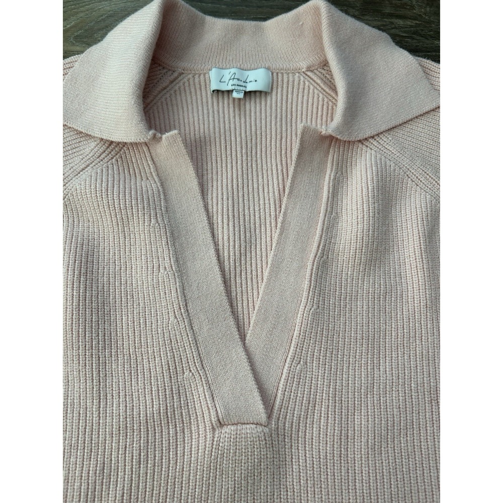 L'Academie Jersey Harvey Blush Pink Ribbed Knit Sweater XS Revolve Top - Picture 7 of 9